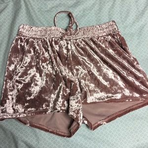 pink velvet shorts